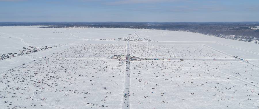 ice fishing competition in the winter in Brainerd, Minnesota