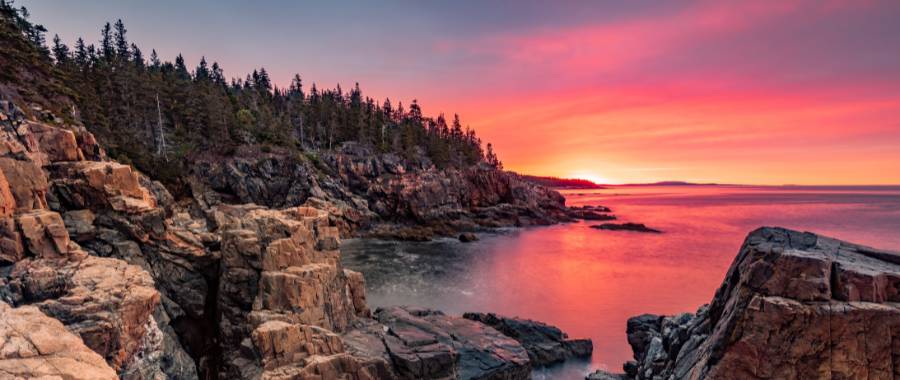 View at sunset Acadia National Park, ME