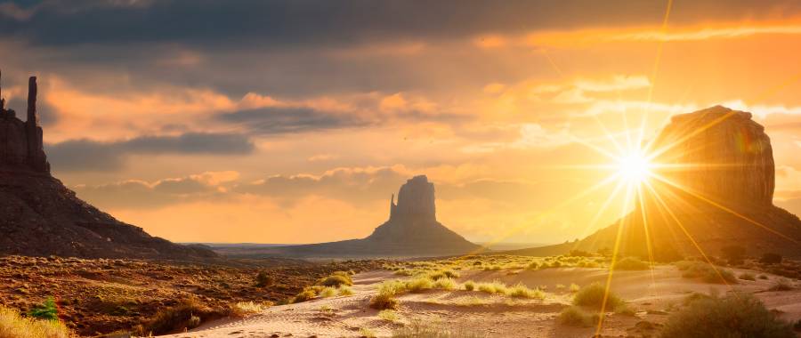 sunset view of Monument Valley