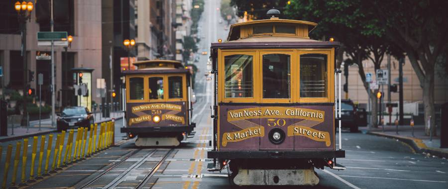 walking around and checking out the cool old trollies on the street in San Francisco California