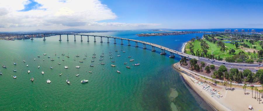 big bridge over sea in San Diego