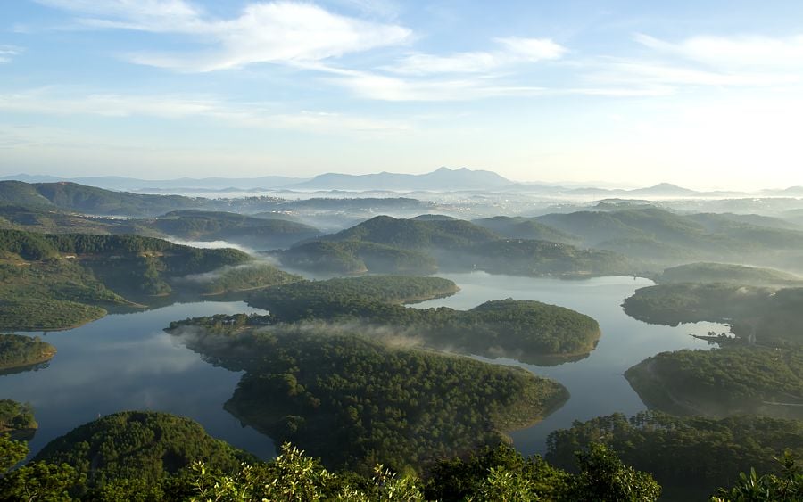 Lakes and rolling hills in Dalat, Vietnam
