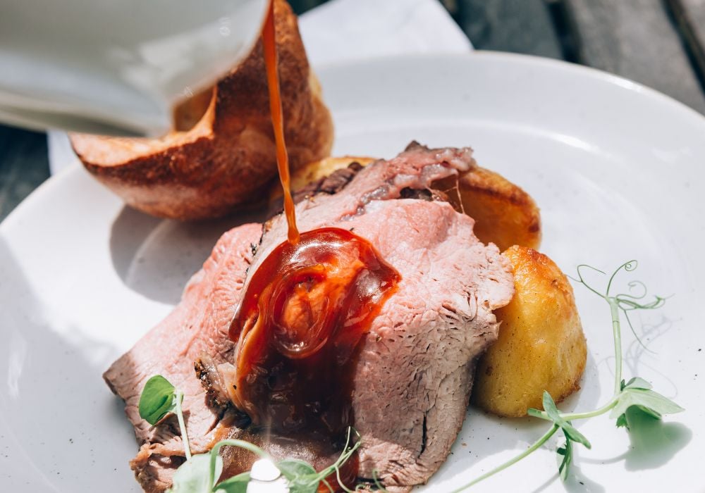 Sunday roast served on a ceramic plate