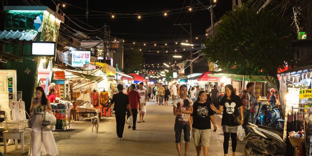 Locals and tourists in the hustle and bustle of Chiang Mai's night markets