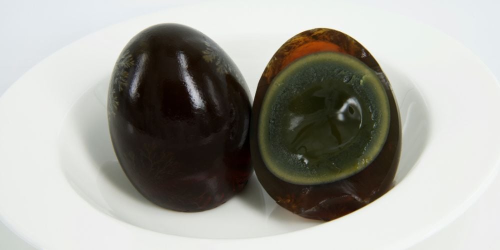 Hundred year eggs, also known as century eggs