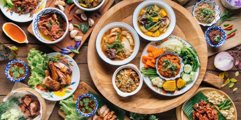 The many dishes of colorful, flavorful Thai food