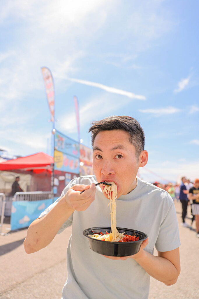 parmesan wheel pasta at foodieland night market las vegas