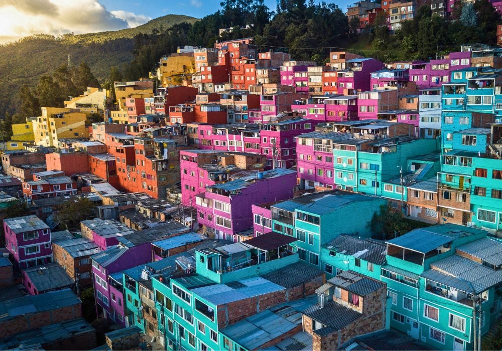 A colorful houses of Bogota in Colombia.
