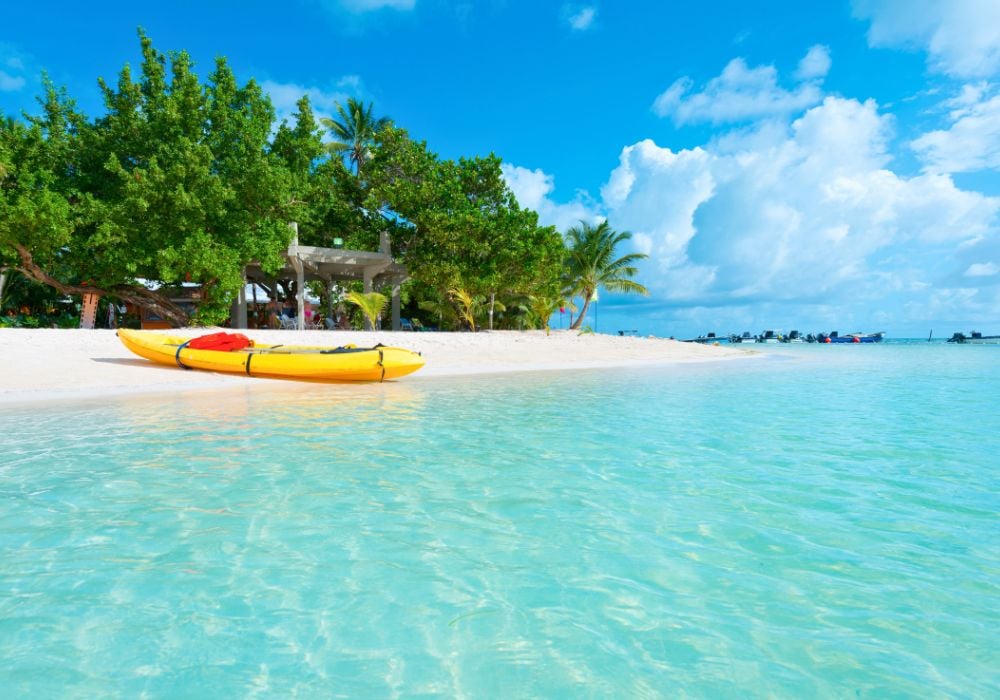 A stunning pristine beach of San Andres Island in Colombia