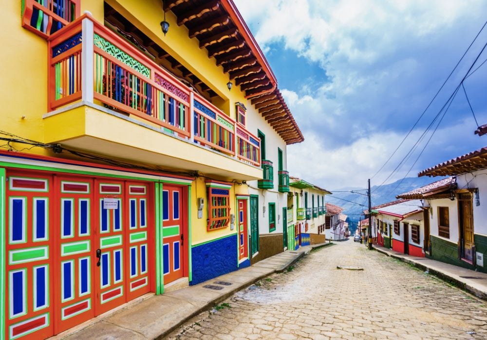A stunning street view of Jerico in the colonial city of Colombia