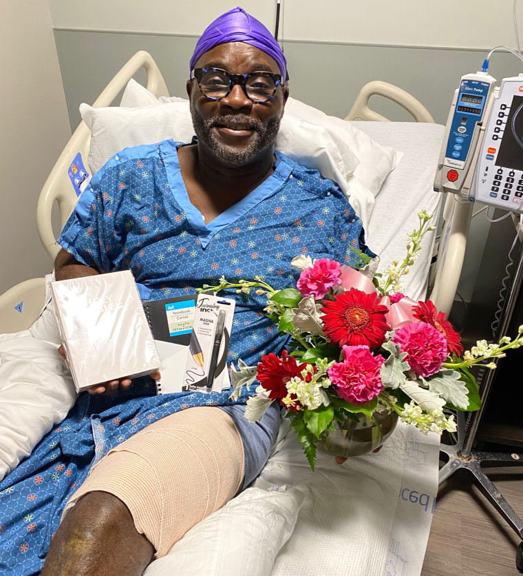 Donnie Adams survived a flesh-eating bacteria that had begun destroying part of his leg.