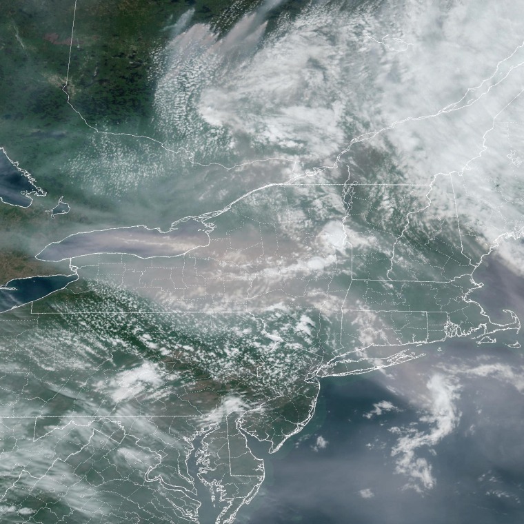 Smoke from wildfires in Canada drift into New York State, on June 6, 2023.