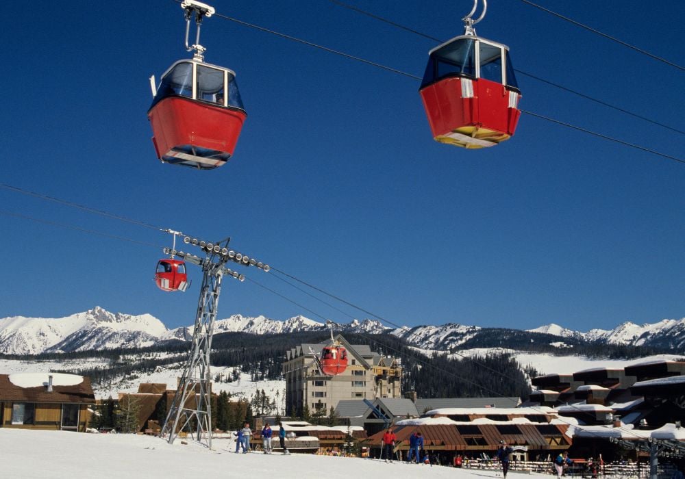 Cable cars at Big Sky ski resort in Montana