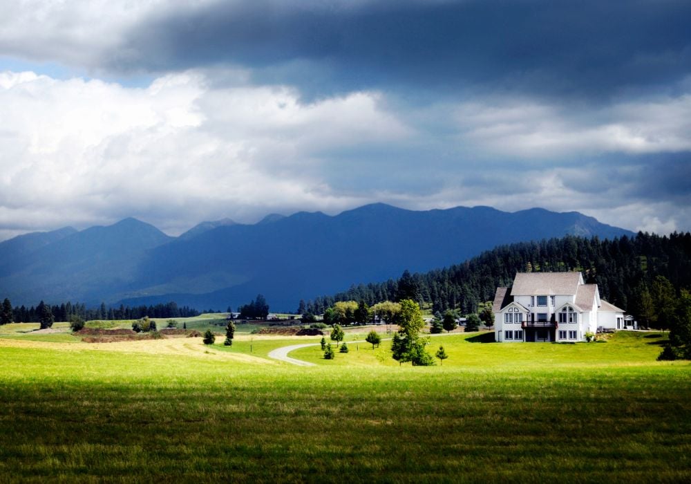 A landscape shot of Montana's Big Sky mountains while the storm is approaching.