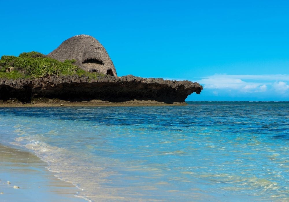 A panoramic view of the Indian Ocean from Chale Island, Kenya