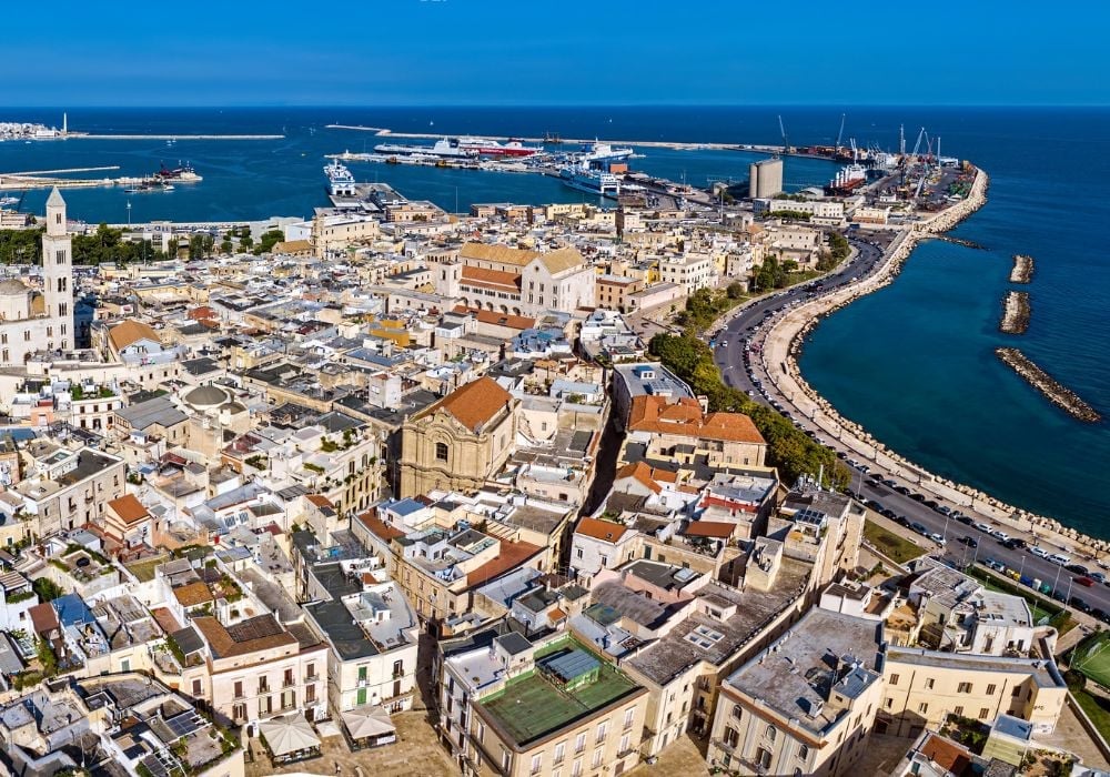 Aerial view of the beautiful Bari in Italy