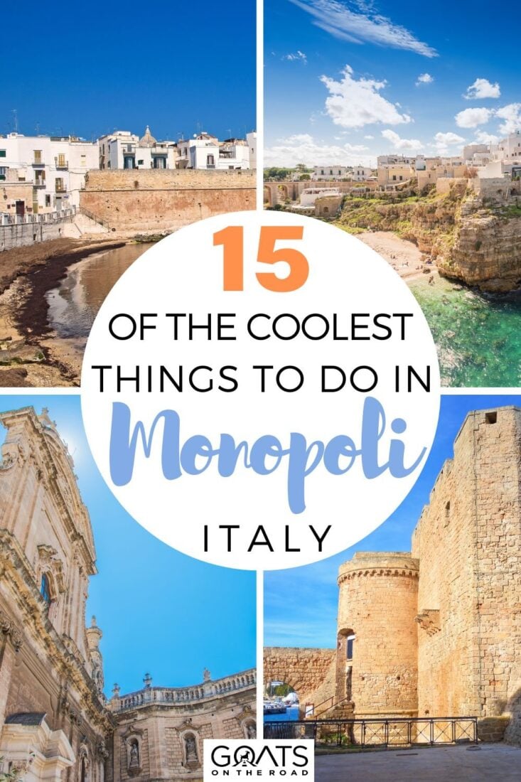 Planning to visit southern Italy? These are 15 of the coolest things to do in Monopoli, Italy, including visiting Polignano a Mare, a traditional Puglian winery, cooking class in Monopoli, strolling down the seafront, taking a walking tour of the old town, and much more! Discover how to spend your time in Monopoli! | #italy #traveltips #vacation