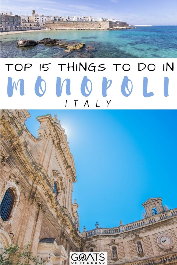 Visiting the charming seaside town in southern Italy? We've compiled a list of the top 15 things to do in Monopoli, from exploring a traditional Puglian winery to exploring Polignano a Mare, taking a cooking class in Monopoli, strolling along the seaside, biking through the old town, and much more! Learn how to spend your time in Monopoli! Check out these travel tips for visiting Monopoli, Puglia's delightful seaside town! | #puglia #visititaly #beautifuldestinations