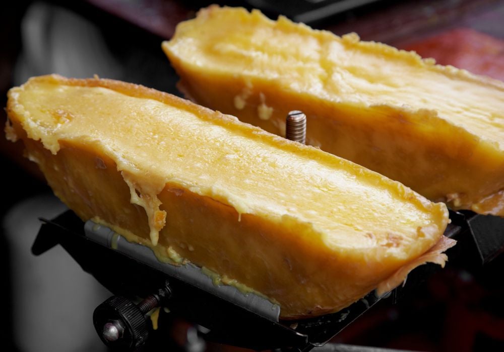 A close-up view of raclette cheese 