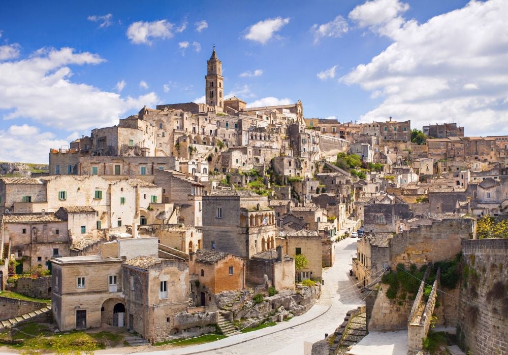 Panoramic view of the ancient Sassi district of Matera, Italy