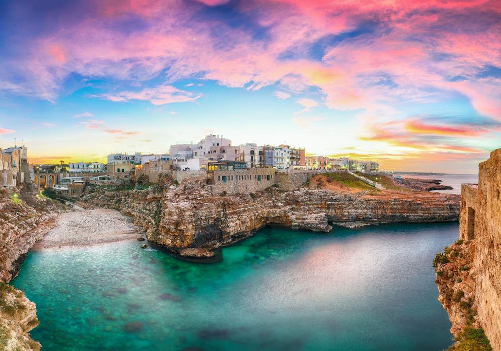 Lama Monachile Beach near Bari at sunset