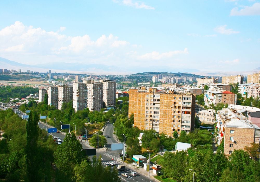 Yerevan city view from altitude in Armenia