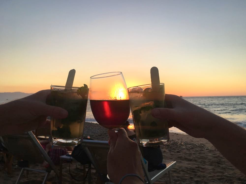 Cocktails on the beach in Puerto Vallarta