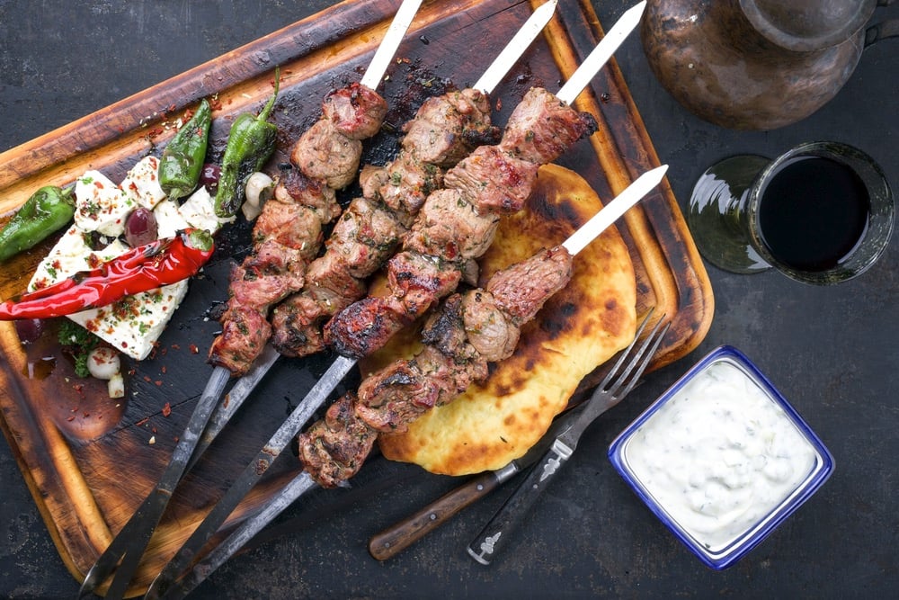 Souvlaki. Travel in Greece and try Greek food