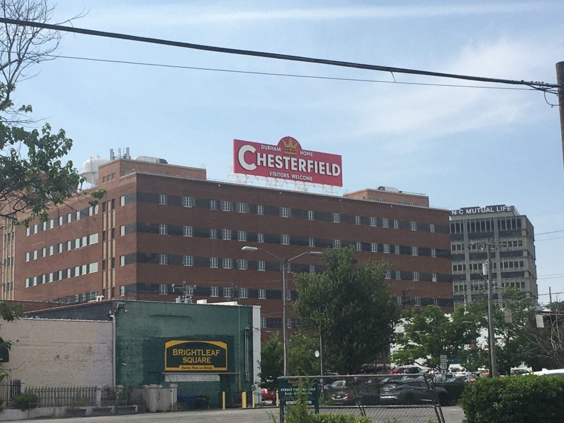 The old Chesterfield building in Durham, one of many historic tobacco warehouses in Durham