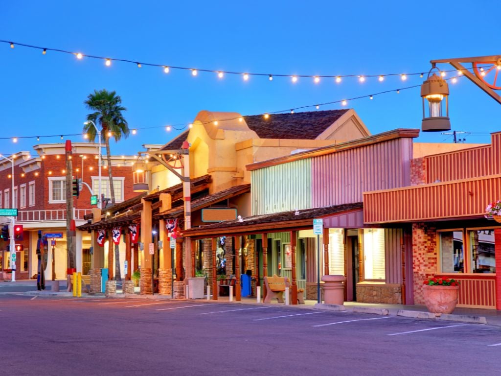 old town scottsdale streets with lights