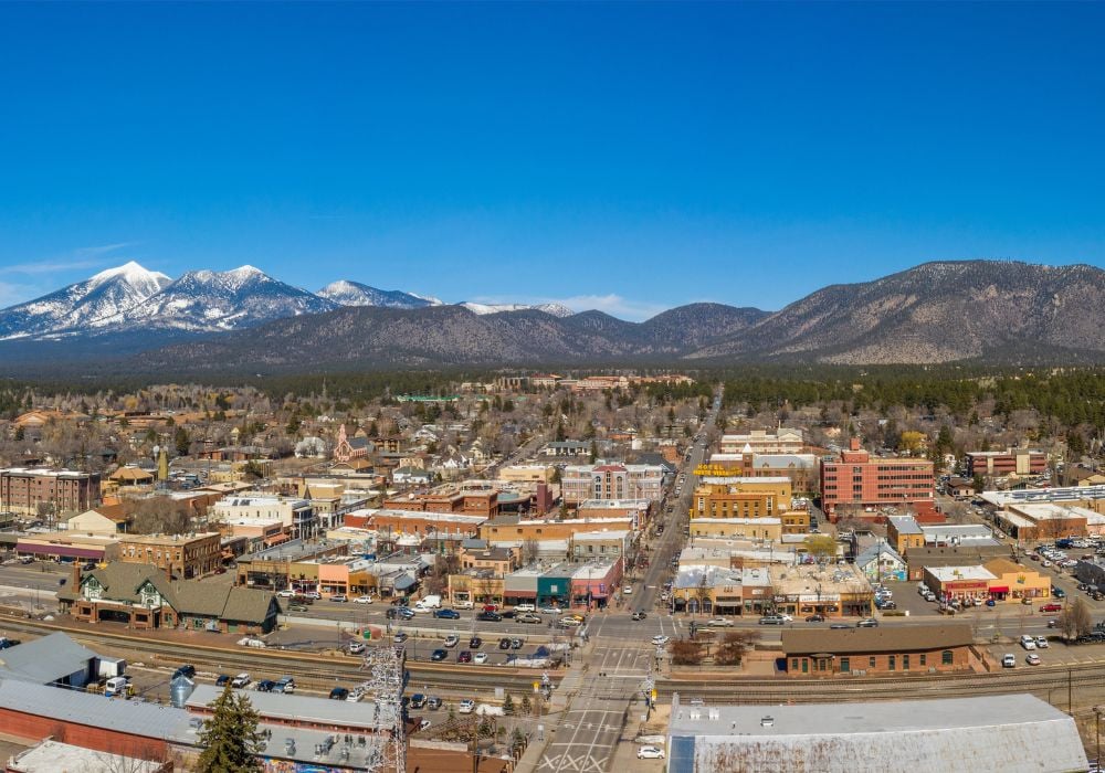 aerial view of Flagstaff in Arizona