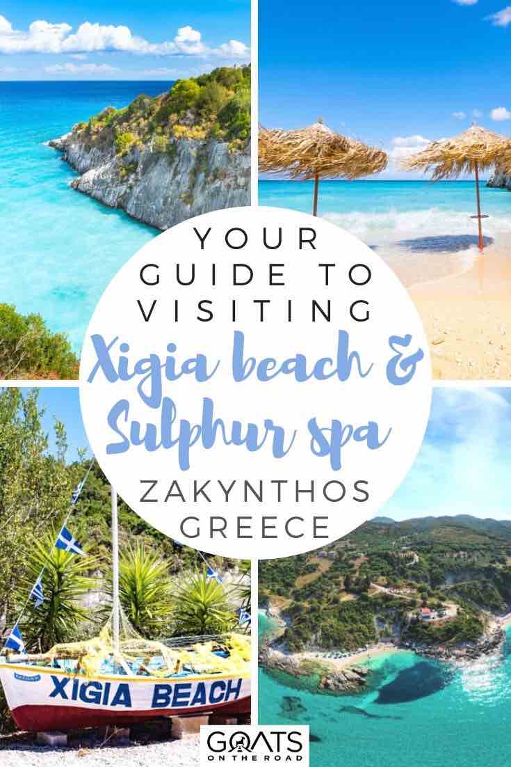 Xigia Beach and Sulphur spa with text overlay your guide