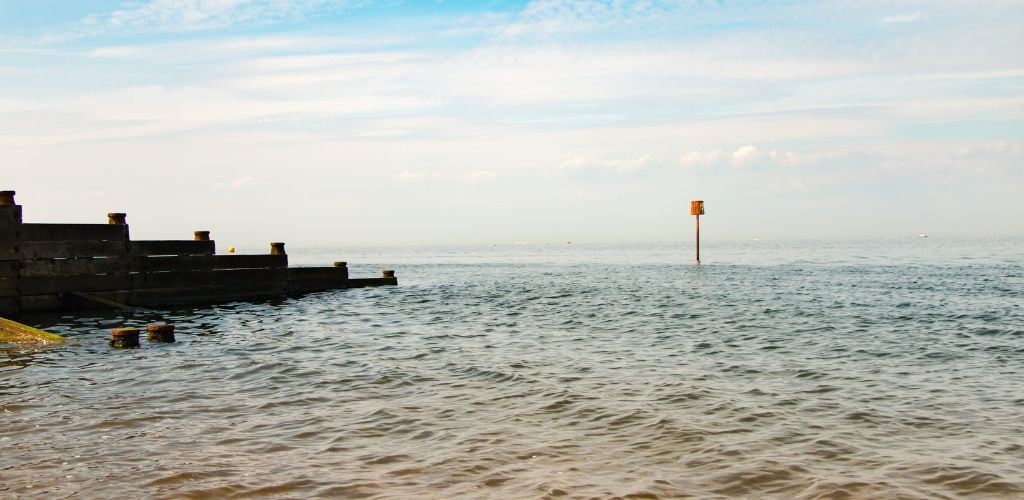 Whitstable Beach with wooden stairs