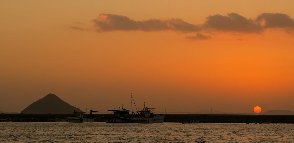 Sunset view from Miyanoura port in Naoshima
