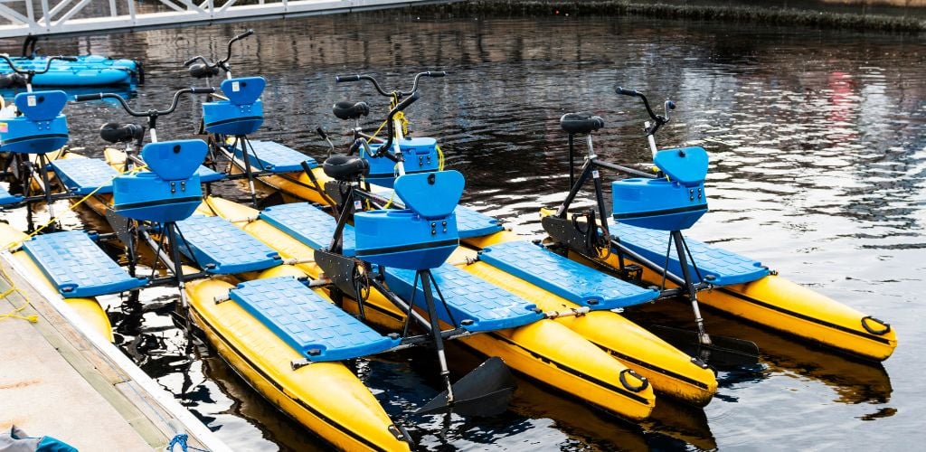 Bicycle Kayaks floating on the water in Tampa Florida