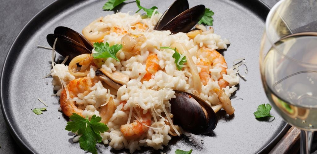 A delicious romantic set up for a Seafood risotto