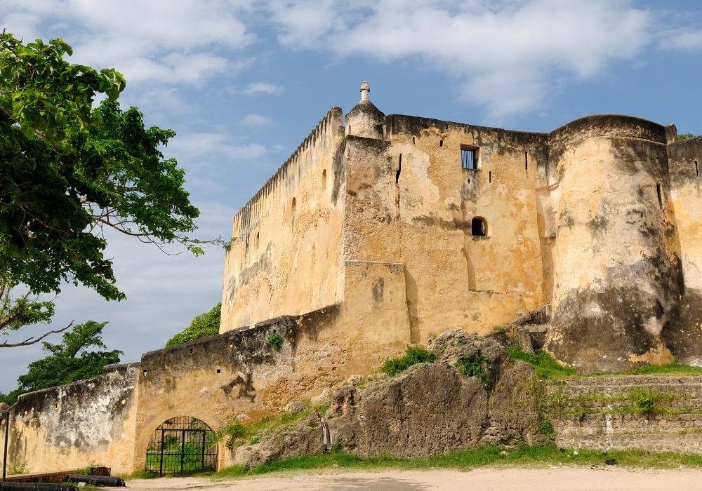 The defensive wall of Fort of Jesus is built in the centre of Mombasa city in Kenya.