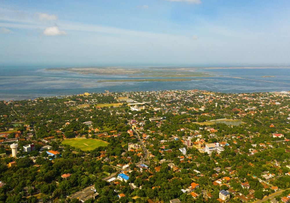 the city of jaffna from an aerial view