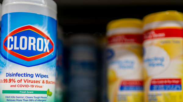 Clorox disinfecting wipes are seen displayed for sale at a Walmart Supercenter on Sept. 18, in Austin, Texas.