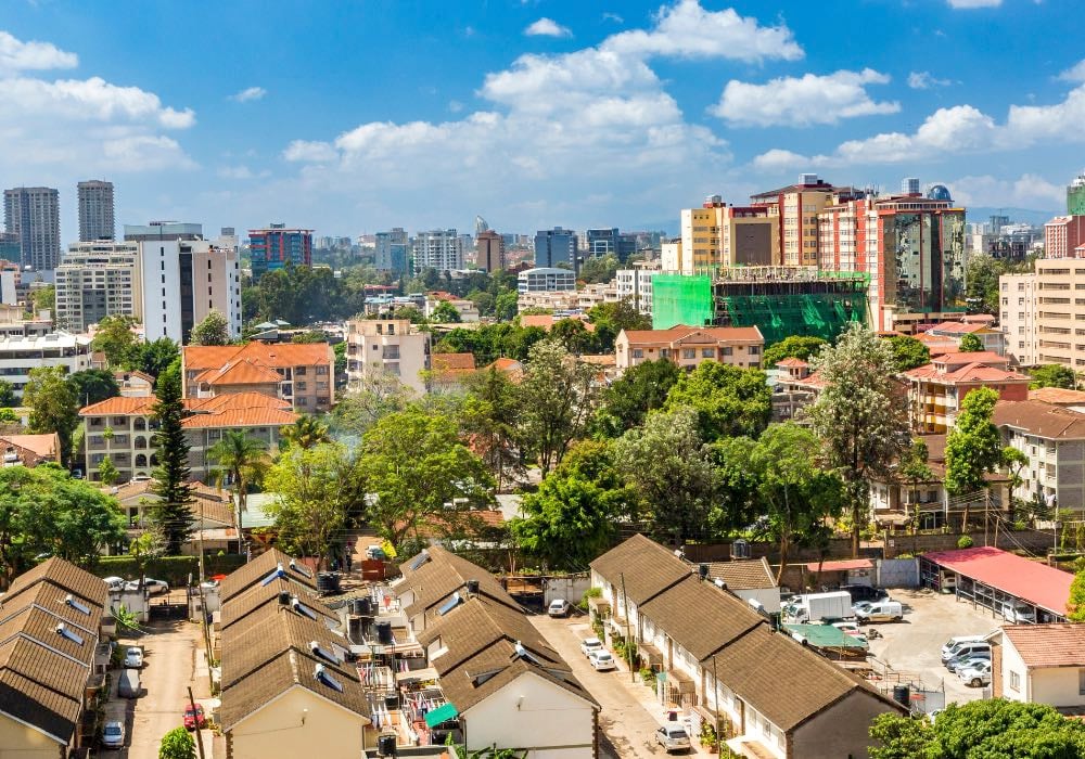 westlands neighborhood nairobi with blue sky and clouds