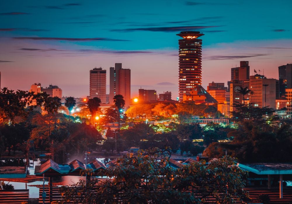 Kilimani neighborhood in nairobi kenya at night