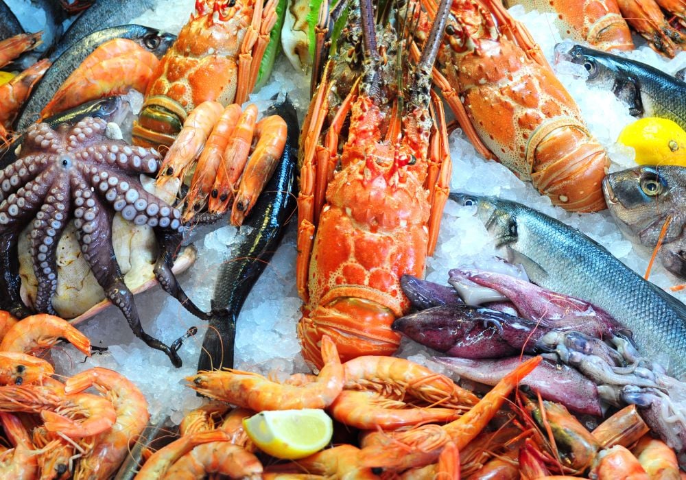 A variety of fresh Italian seafood