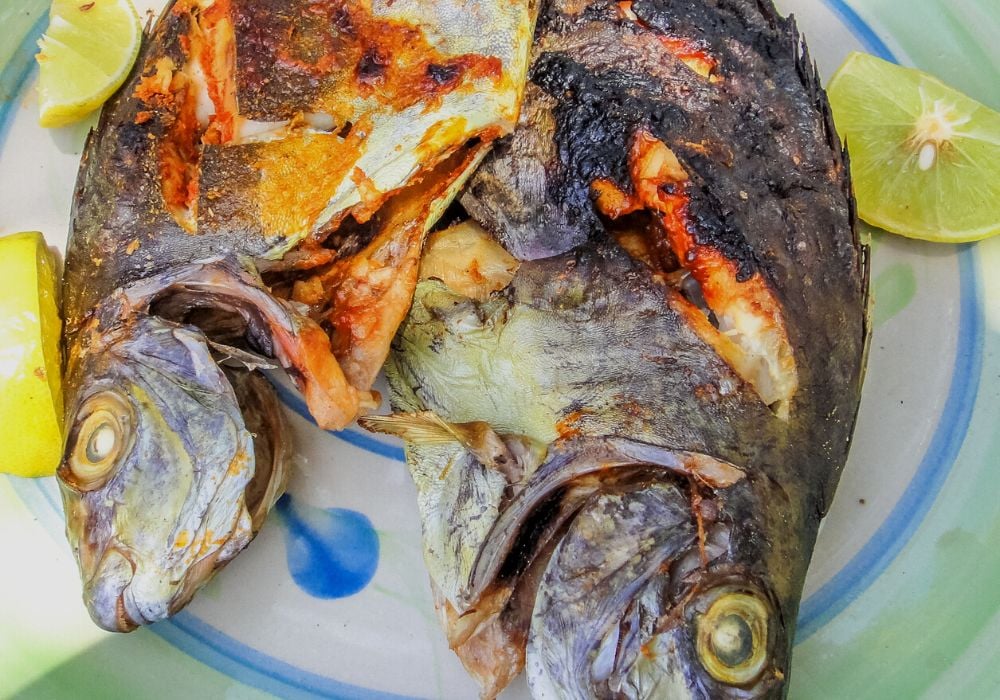 Swahili fish, which is a typical Kenyan grilled fish.