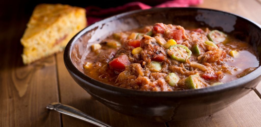 A delicious brunswick stew with bread