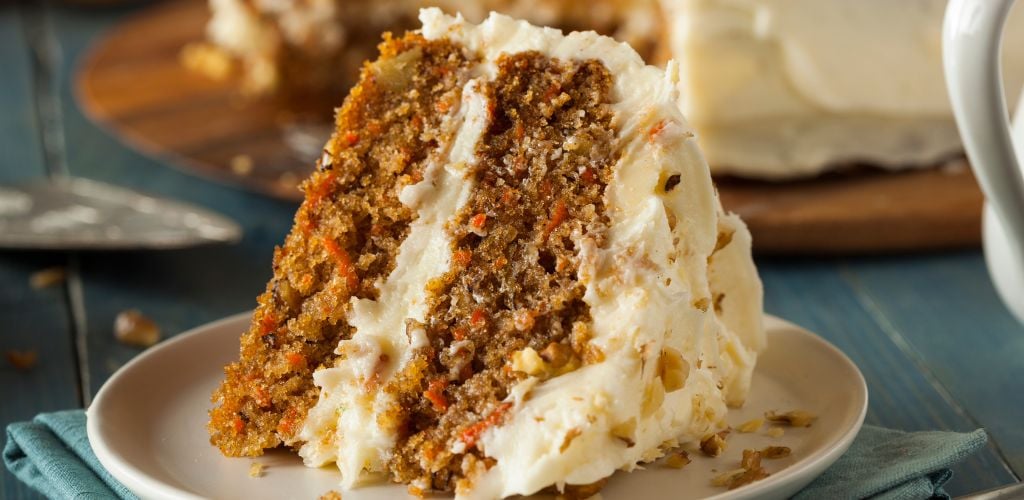 Delicious Slice of Carrot Cake on a plate