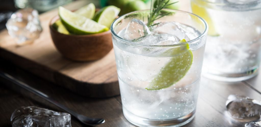Fresh gin tonic with lime