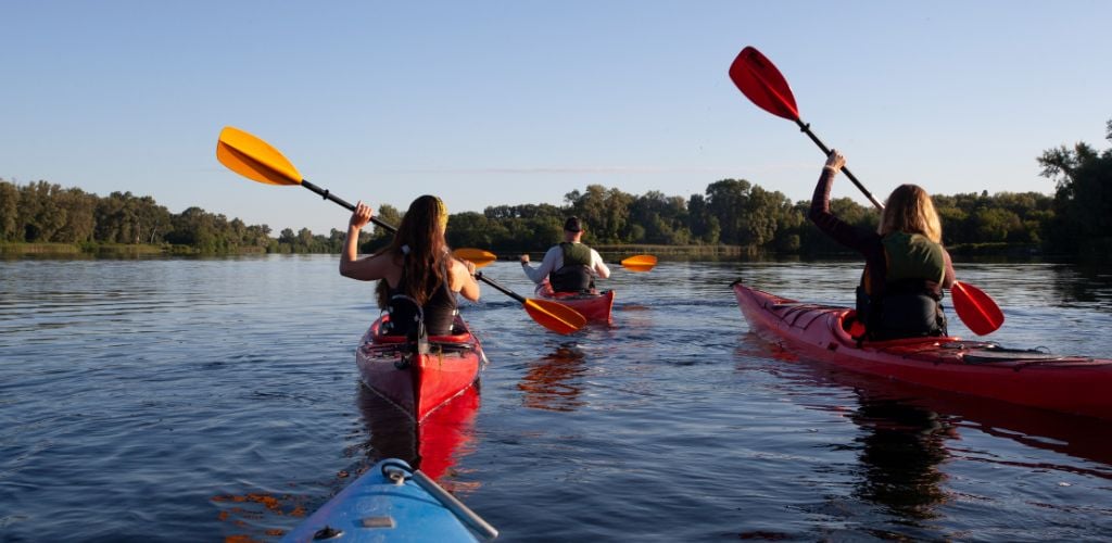 Kayaking on waterways 