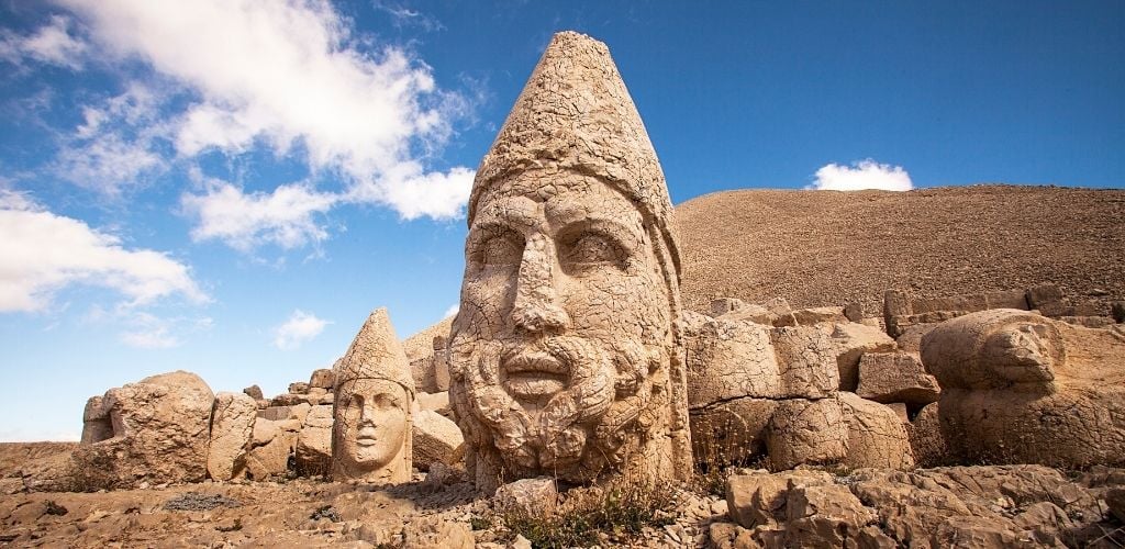 Giant god statues on the top of the Mount Nemrut.