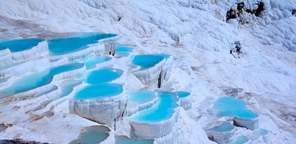 Pamukkale. layers of mineral rich water.