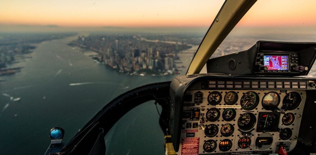 A helicopter ride over the city